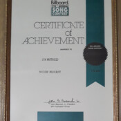 Billboard Song Writing Contest Certificate of Achievement for "Nuclear Holocaust"