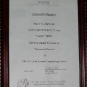 John Lennon Song Writing Contest Honorable Mention